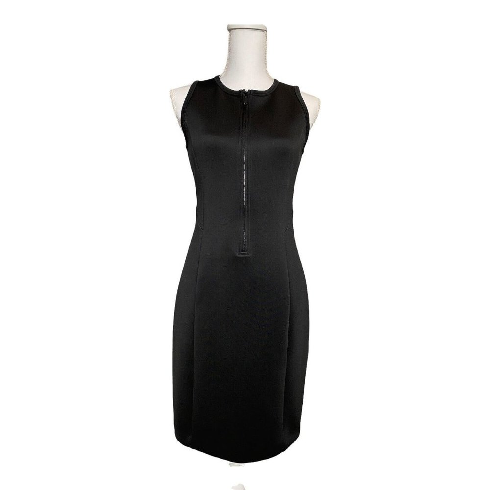 Michael Kors Black Scuba Zipper Capsule Mid-Length LBD Dress, Size 6 RN111818